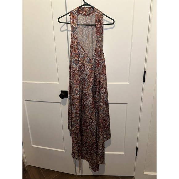 FINDERS KEEPERS Red Paisley Cyrus Dress Med High-low Tie In Back With Tassles - Picture 6 of 12